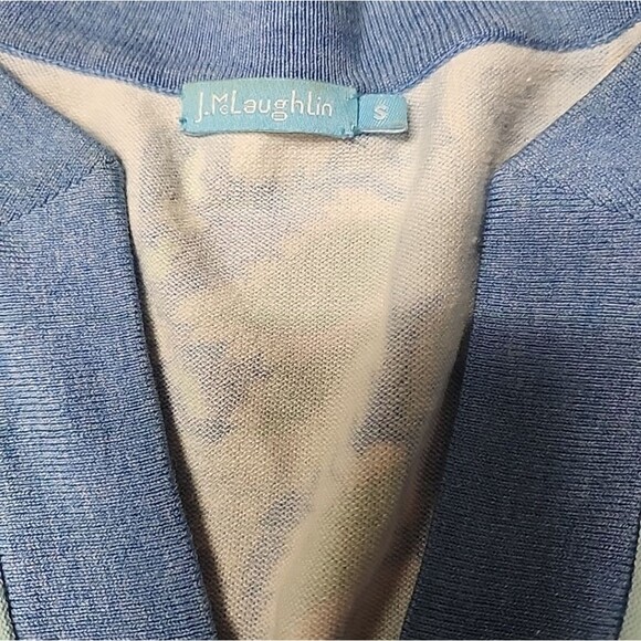 J McLaughlin Women's Blue Print Tunic Top Cover Up Size S V Neck Catalina Cloth - Picture 3 of 9